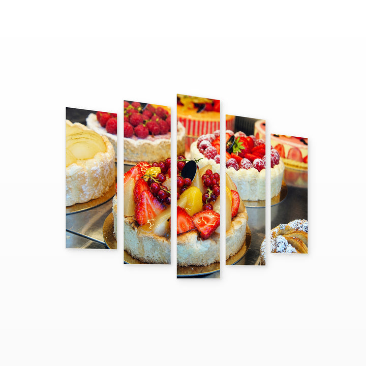 Fruit Cake Still Life — five-panel wall art on white background in perspective | 5wallart 53046 M1