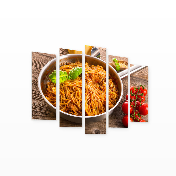 Spaghetti Still Life II — five-panel wall art on white background in perspective | 5wallart 53062 M1