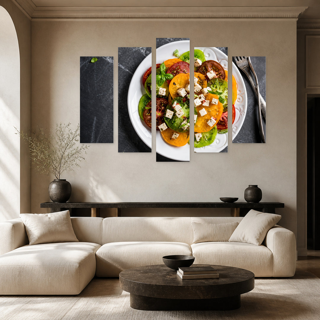 Greek Salad in Vivid Color — five-panel wall art in alternate frontal interior | 5wallart 53084 M4