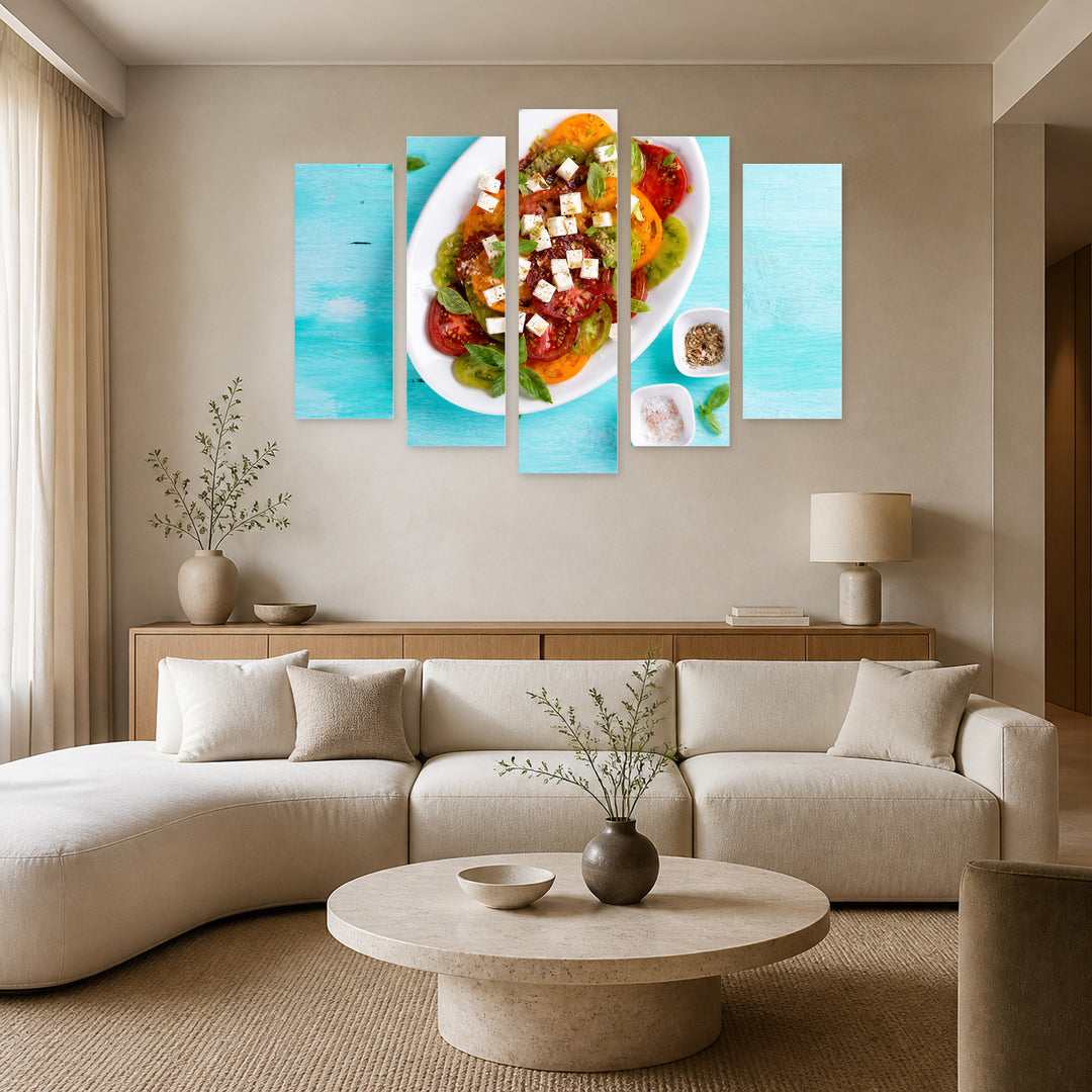 Fresh Salad in Vivid Color — five-panel wall art in frontal interior | 5wallart 53085 M3