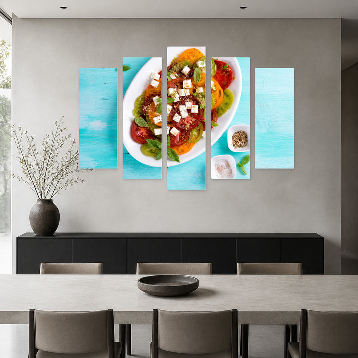 Fresh Salad in Vivid Color — five-panel wall art in alternate frontal interior | 5wallart 53085 M4