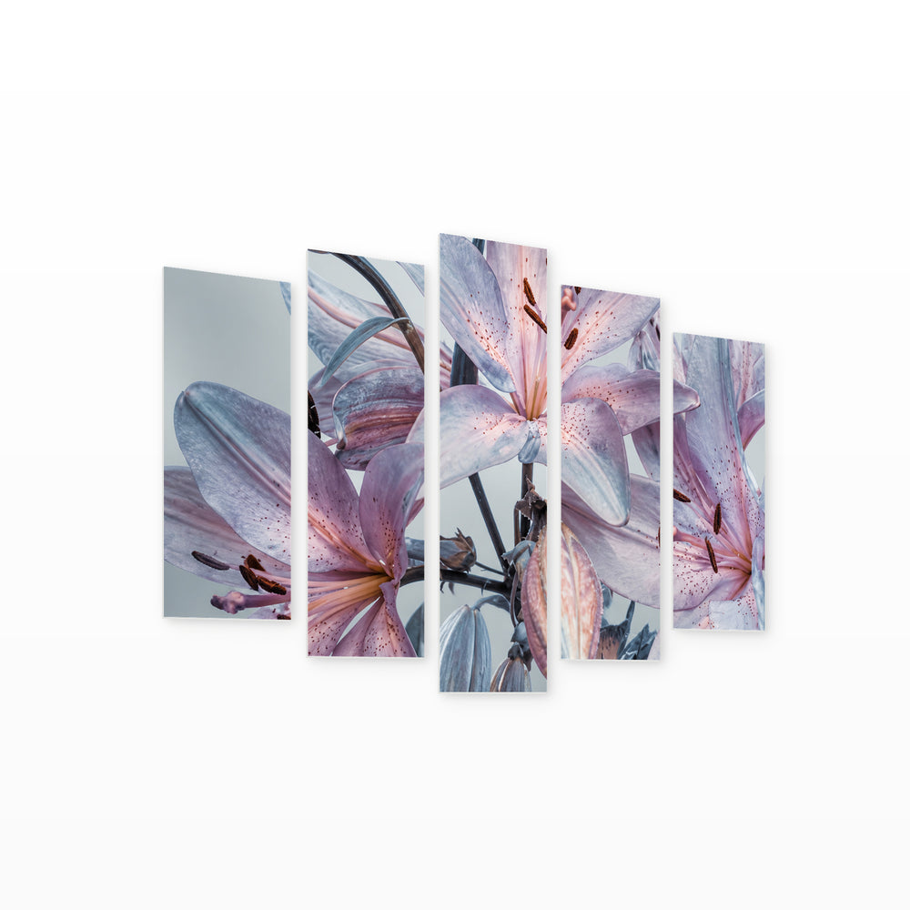 Lilium in Winter — five-panel wall art on white background in perspective | 5wallart 53136 M1