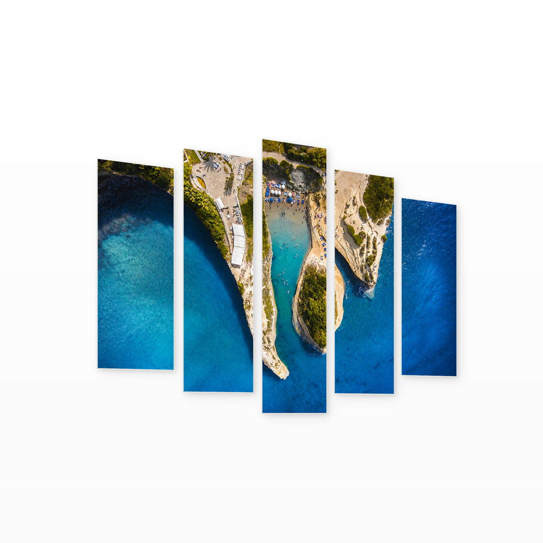 Corfu Kerkyra, Greece in Serene Light — five-panel wall art on white background in perspective | 5wallart 53161 M1
