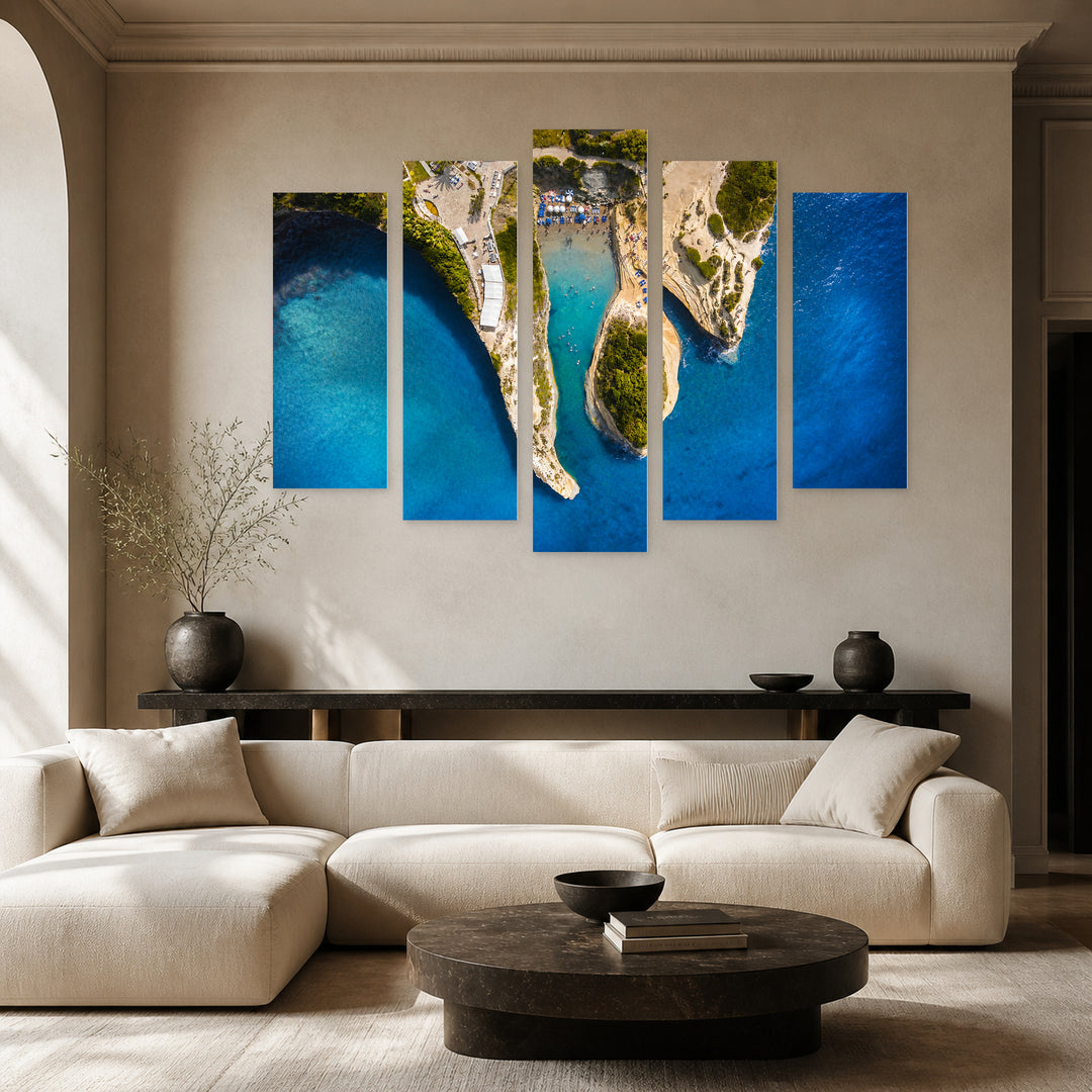 Corfu Kerkyra, Greece in Serene Light — five-panel wall art in frontal interior | 5wallart 53161 M3