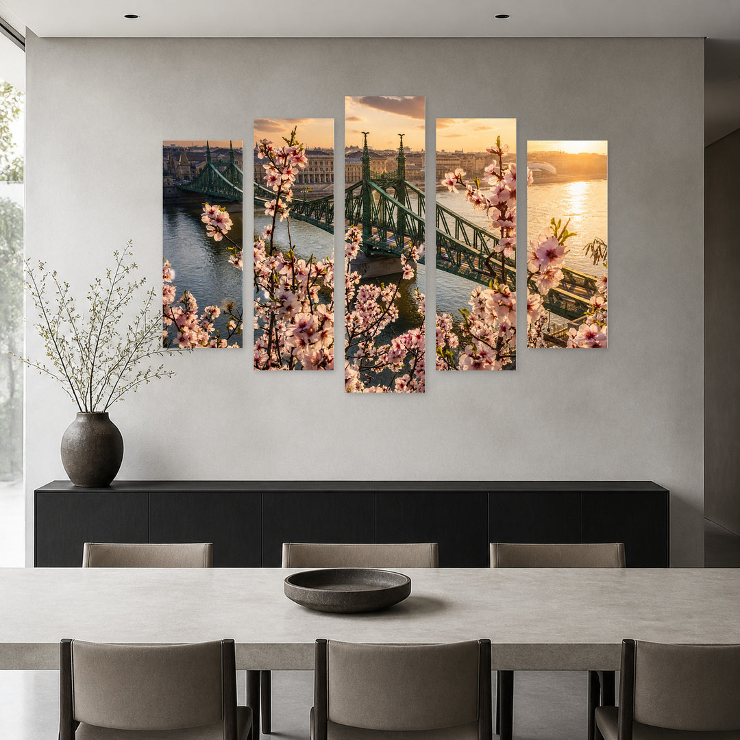 Spring in Budapest with Dreamlike Atmosphere — five-panel wall art in frontal interior | 5wallart 53222 M3