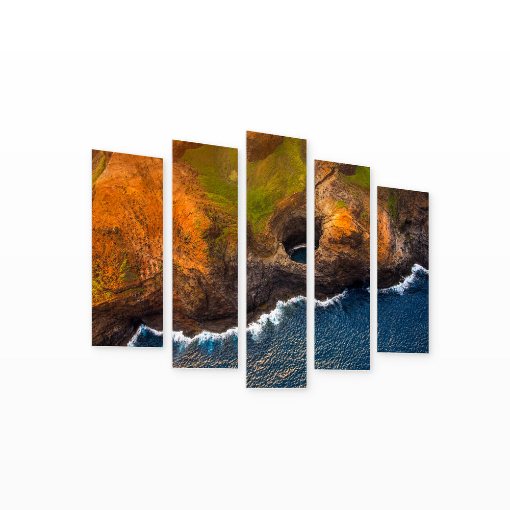 Kauai, Hawaii at Golden Sunset — five-panel wall art on white background in perspective | 5wallart 53277 M1
