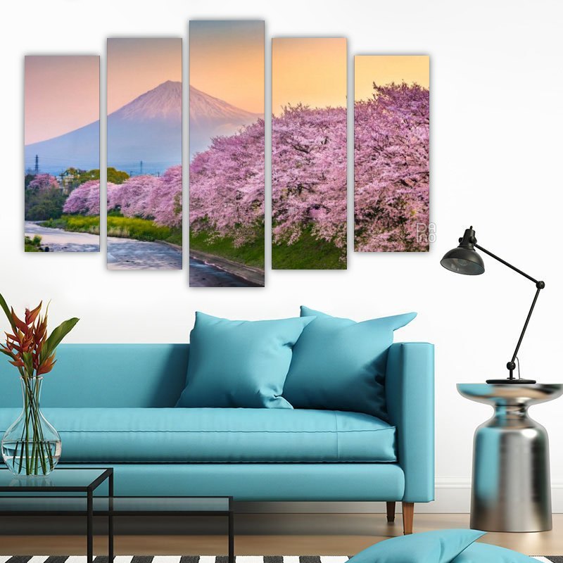 Spring Landscape – five-piece modular wall art