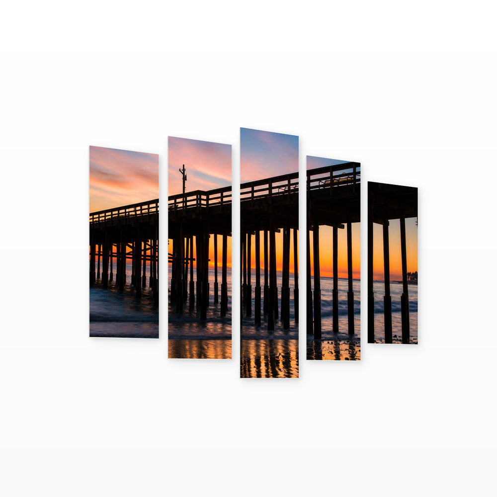 Sunset in Ventura in Serene Light — five-panel wall art on white background in perspective | 5wallart 53317 M1