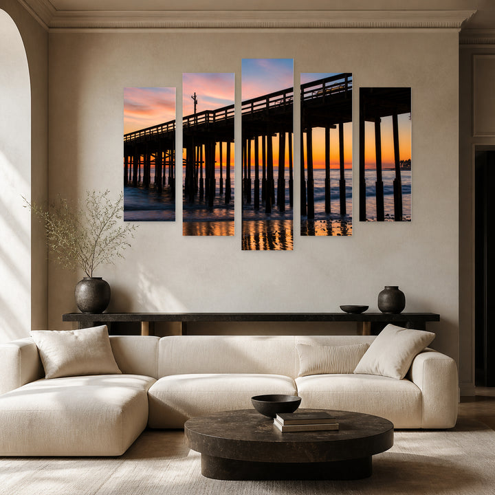 Sunset in Ventura in Serene Light — five-panel wall art in frontal interior | 5wallart 53317 M3