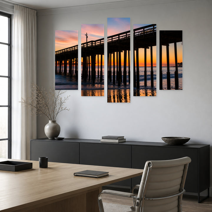 Sunset in Ventura in Serene Light — five-panel wall art in alternate frontal interior | 5wallart 53317 M4