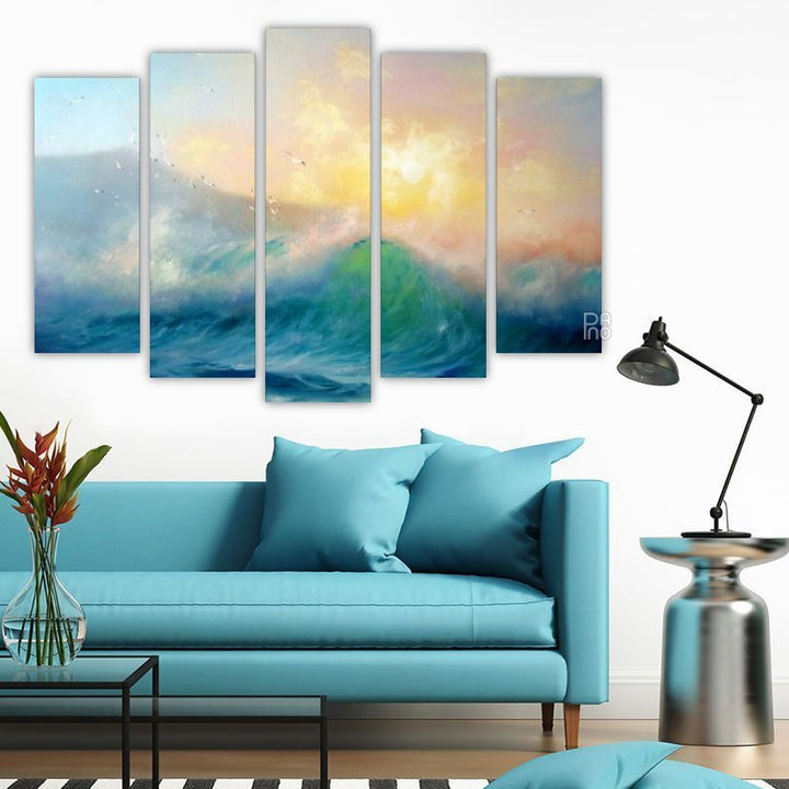 Seascape – five-piece modular wall art