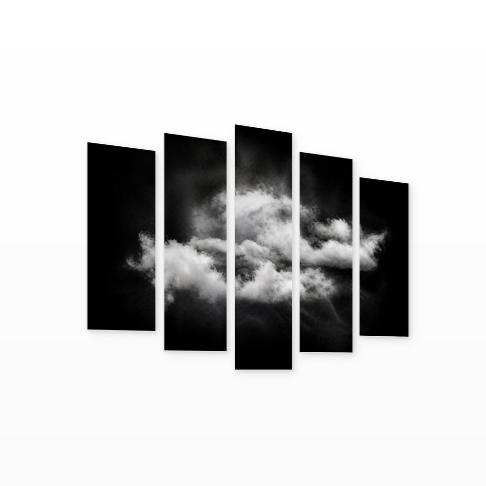 Abstract Cloud with Geometric Rhythm — five-panel wall art on white background in perspective | 5wallart 53363 M1