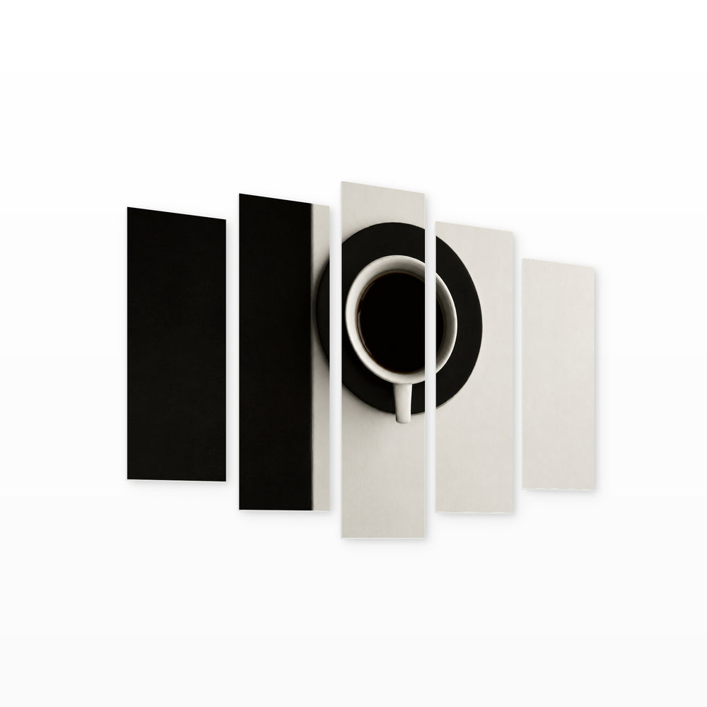 Minimalist Coffee Background Still Life — five-panel wall art on white background in perspective | 5wallart 53366 M1