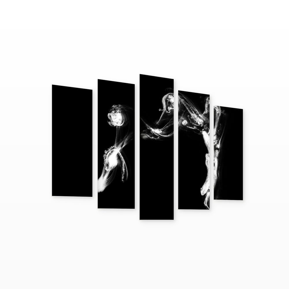 Liquid Paint in Water in Serene Light — five-panel wall art on white background in perspective | 5wallart 53386 M1