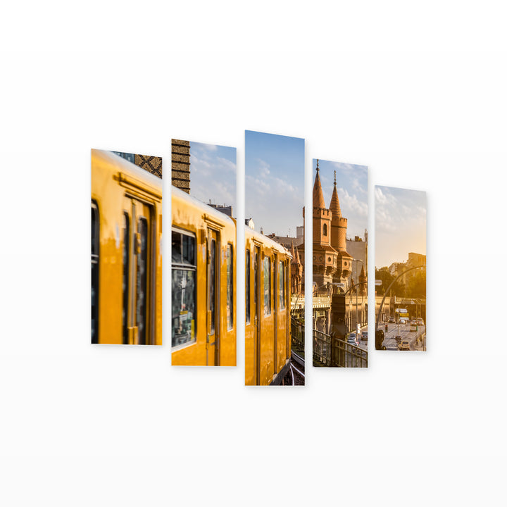 Berlin Subway Urban Panorama — five-panel wall art on white background in perspective | 5wallart 53656 M1