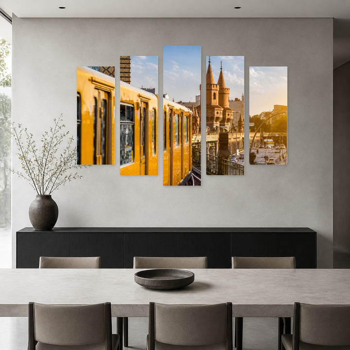 Berlin Subway Urban Panorama — five-panel wall art in frontal interior | 5wallart 53656 M3