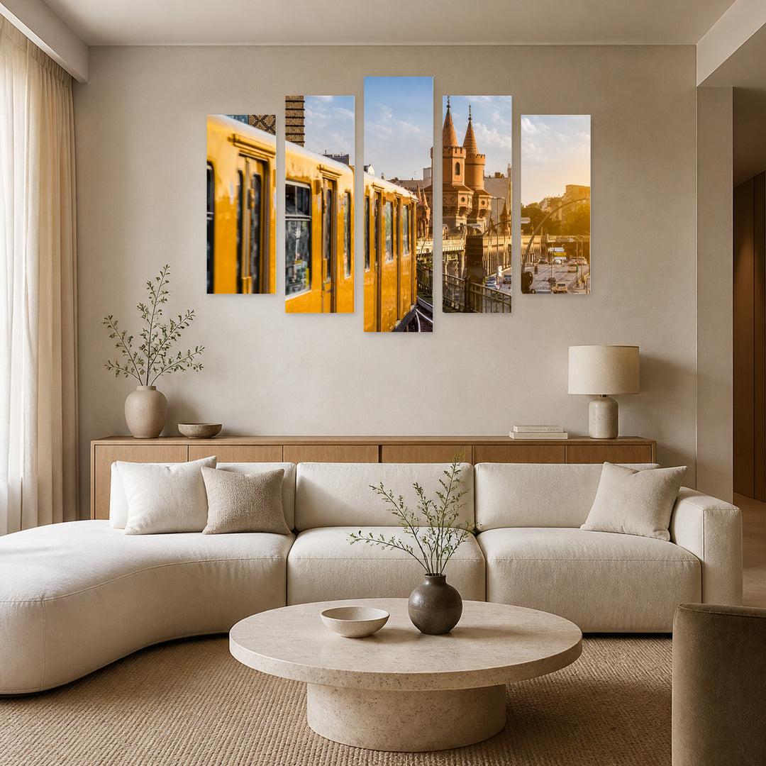 Berlin Subway Urban Panorama — five-panel wall art in alternate frontal interior | 5wallart 53656 M4