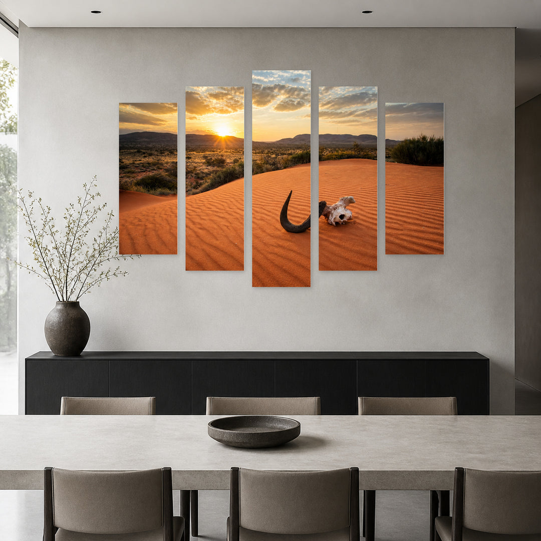 Panoramic View of the Kalahari Landscape in South — five-panel wall art in alternate frontal interior | 5wallart 53671 M4
