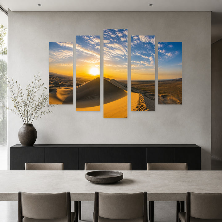 Gobi Desert in Serene Light — five-panel wall art in alternate frontal interior | 5wallart 53679 M4