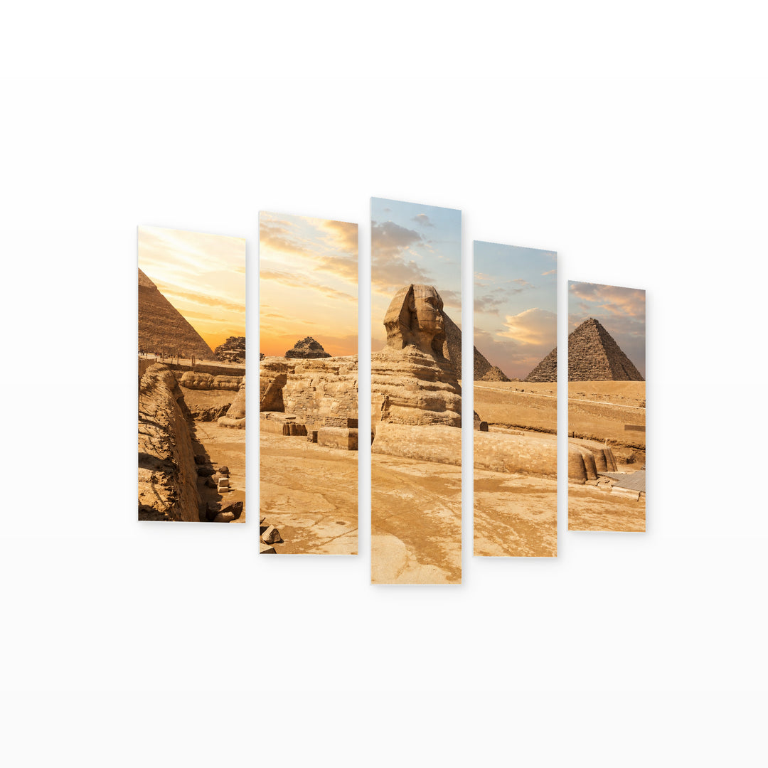 Great Sphinx in Serene Light — five-panel wall art on white background in perspective | 5wallart 53694 M1