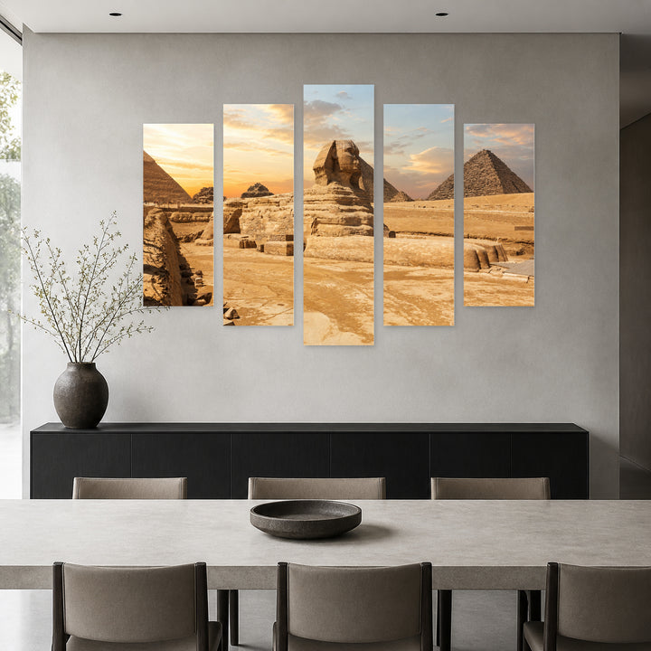 Great Sphinx in Serene Light — five-panel wall art in frontal interior | 5wallart 53694 M3