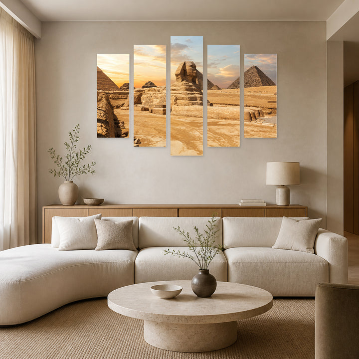 Great Sphinx in Serene Light — five-panel wall art in alternate frontal interior | 5wallart 53694 M4