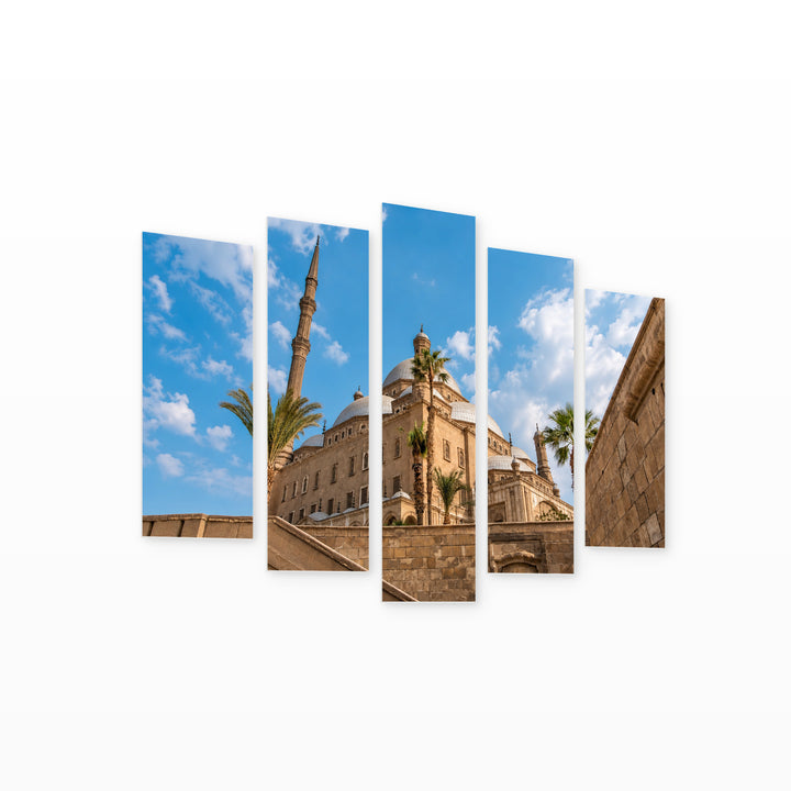 Great Mosque of Muhammad Ali Pasha — five-panel wall art on white background in perspective | 5wallart 53695 M1