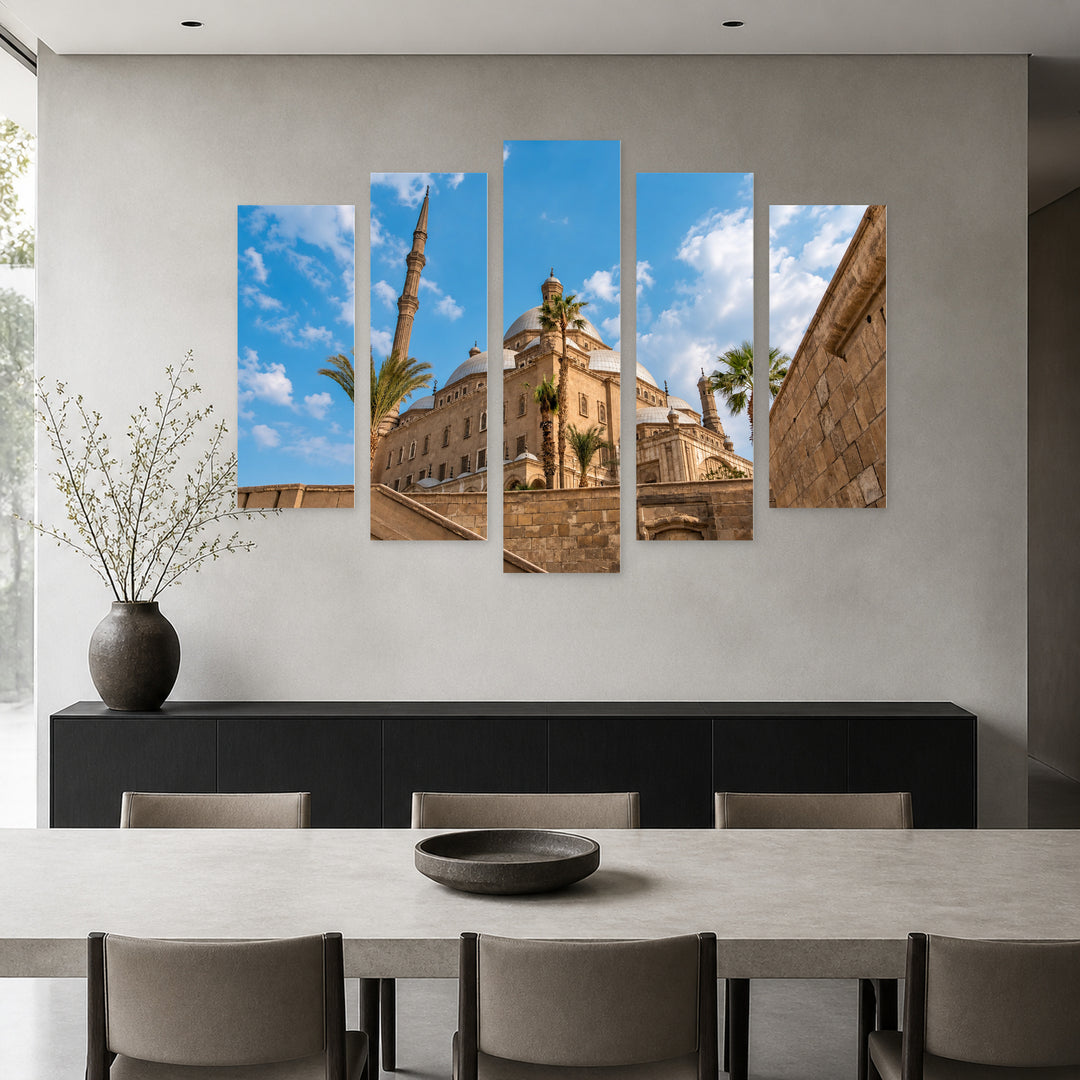 Great Mosque of Muhammad Ali Pasha — five-panel wall art in alternate frontal interior | 5wallart 53695 M4