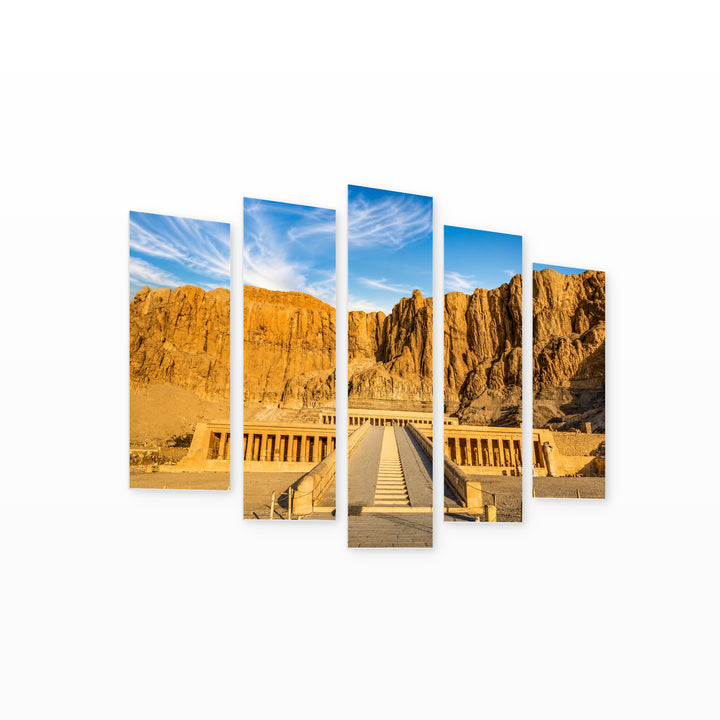 View of the Temple in Egypt Urban Panorama — five-panel wall art on white background in perspective | 5wallart 53708 M1