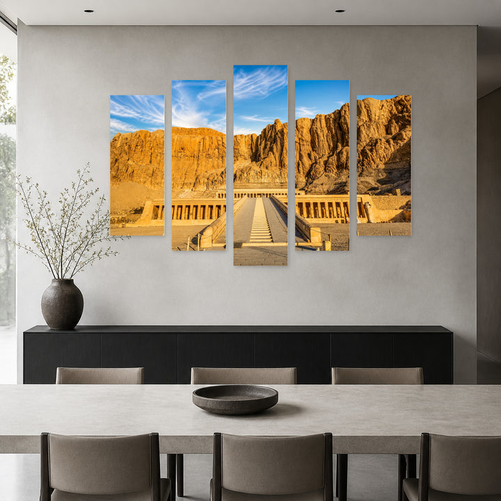 View of the Temple in Egypt Urban Panorama — five-panel wall art in frontal interior | 5wallart 53708 M3