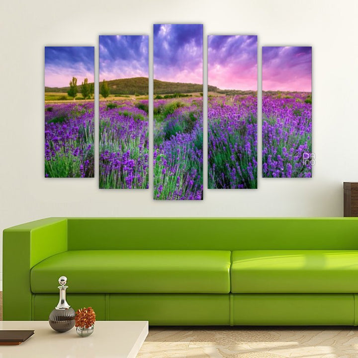 Lavender field – five-piece modular wall art