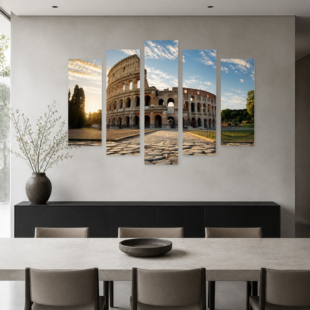 Colosseum in Rome in Serene Light II — five-panel wall art in alternate frontal interior | 5wallart 53765 M4