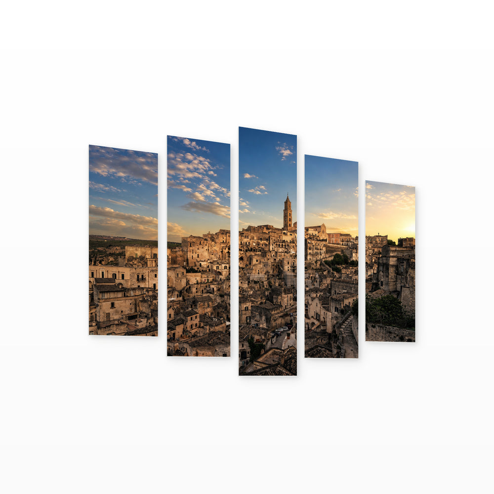 Basilica with Geometric Rhythm — five-panel wall art on white background in perspective | 5wallart 53802 M1