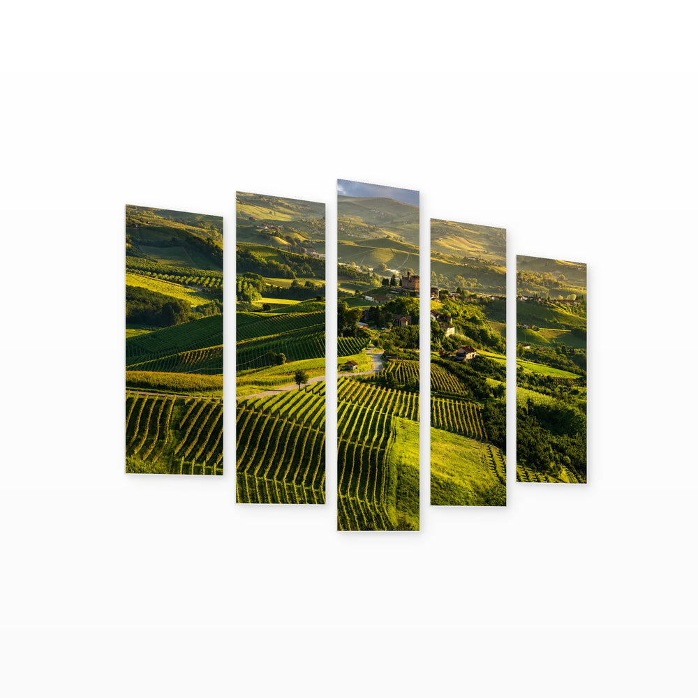 Langhe Urban Panorama — five-panel wall art on white background in perspective | 5wallart 53811 M1