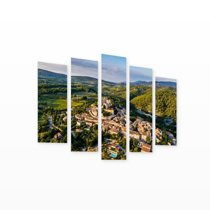 Le Barou with Geometric Rhythm — five-panel wall art on white background in perspective | 5wallart 53827 M1