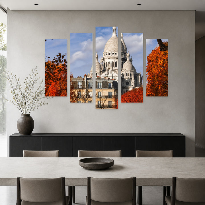 Sacré-cœur with Dreamlike Atmosphere — five-panel wall art in alternate frontal interior | 5wallart 53849 M4
