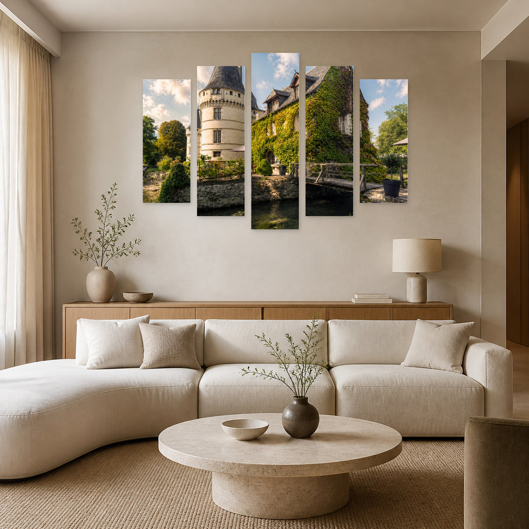 Loire Valley in Serene Light — five-panel wall art in alternate frontal interior | 5wallart 53870 M4