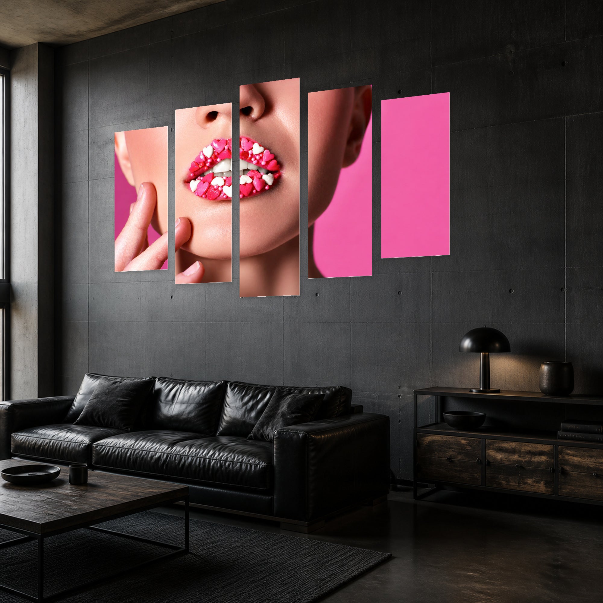 Lips with Hearts 5-Piece Wall Art | 5WallArt – 5wallart