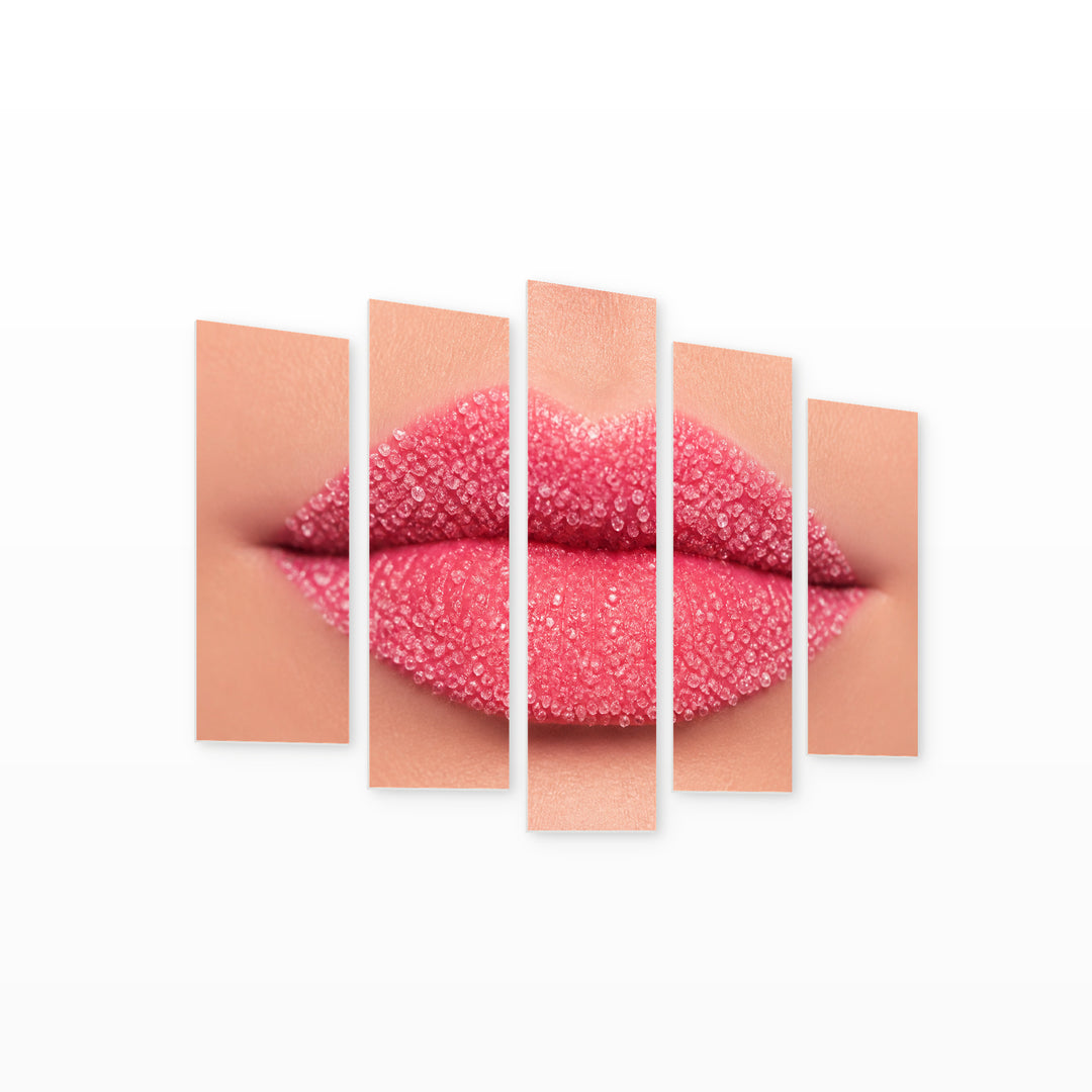 Sweet Mouth with Dreamlike Atmosphere — five-panel wall art on white background in perspective | 5wallart 53970 M1