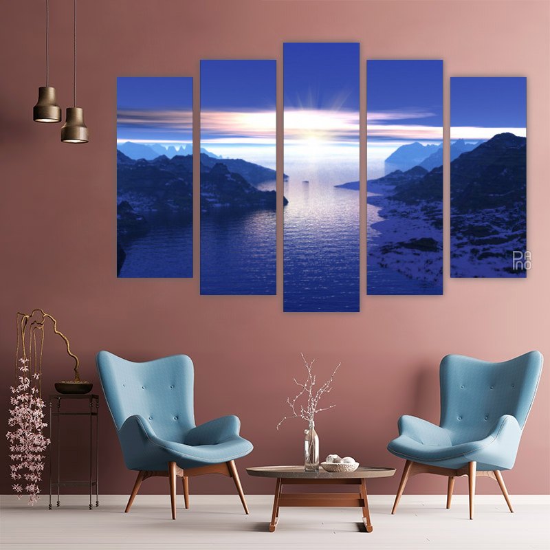 Morning in the Fjords of Norway – five-piece modular wall art