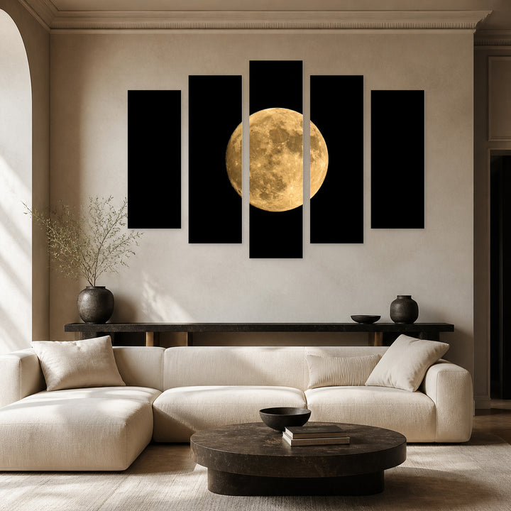 Full Moon at Night — five-panel wall art in alternate frontal interior | 5wallart 54138 M4