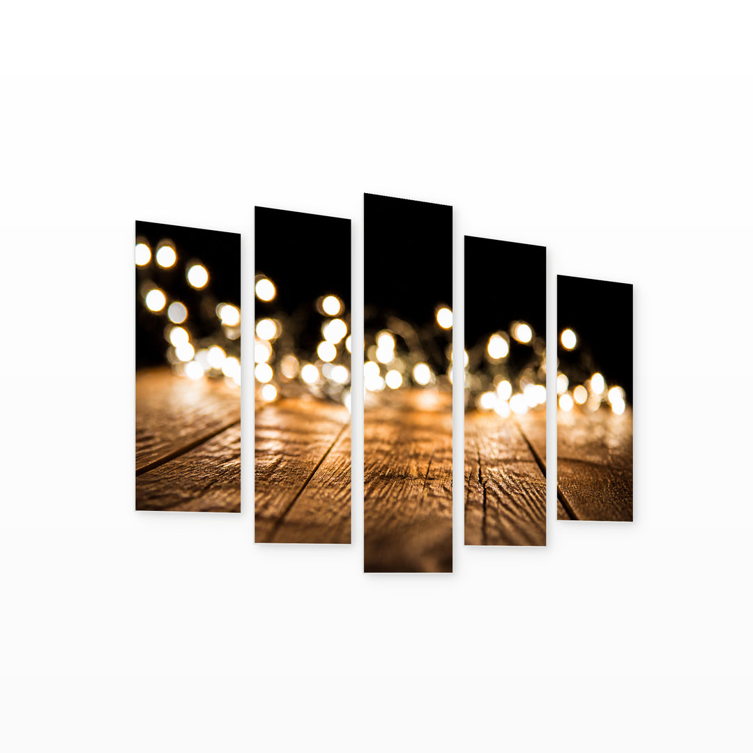 Christmas Lights Modern Composition — five-panel wall art on white background in perspective | 5wallart 54198 M1