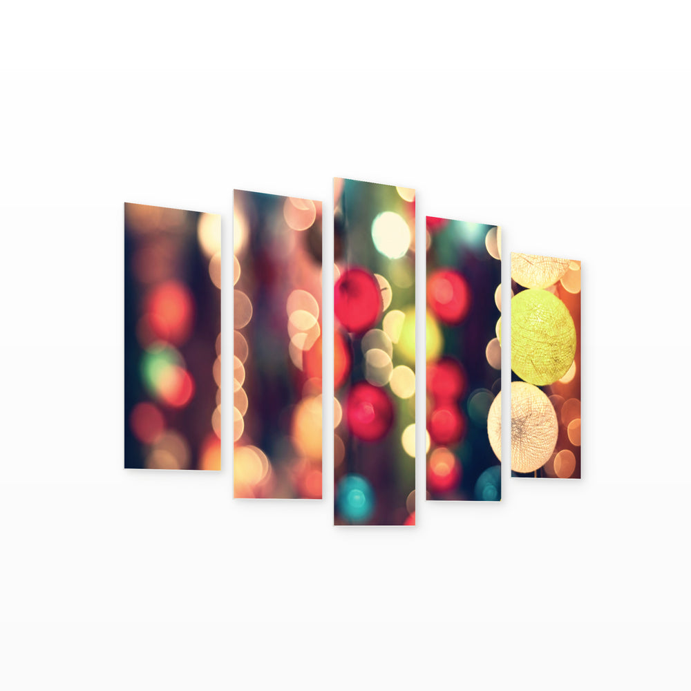 Vintage Party Night in Serene Light — five-panel wall art on white background in perspective | 5wallart 54216 M1