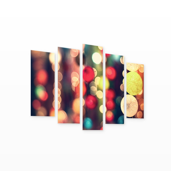 Vintage Party Night in Serene Light — five-panel wall art on white background in perspective | 5wallart 54216 M1