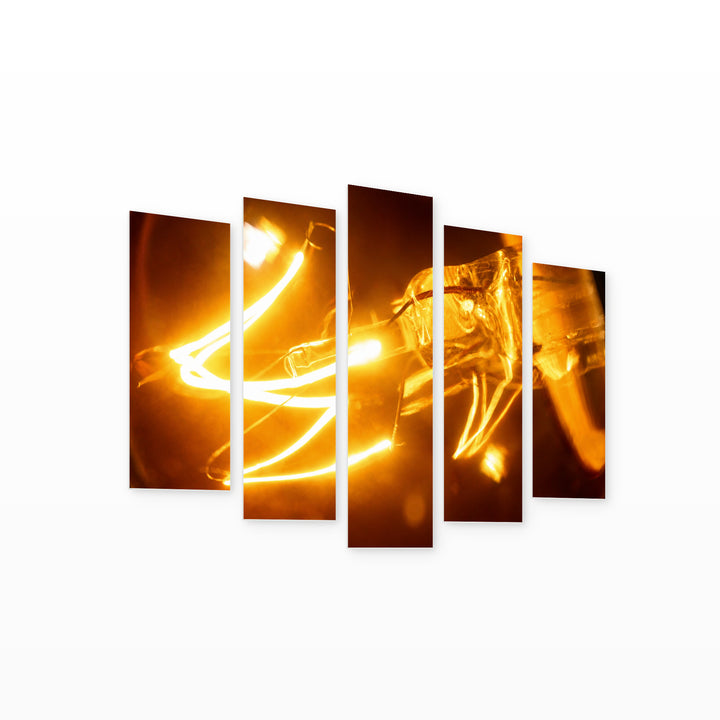 Light Bulb in Serene Light — five-panel wall art on white background in perspective | 5wallart 54247 M1