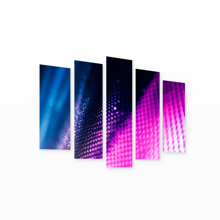 LED Screen at Night — five-panel wall art on white background in perspective | 5wallart 54248 M1