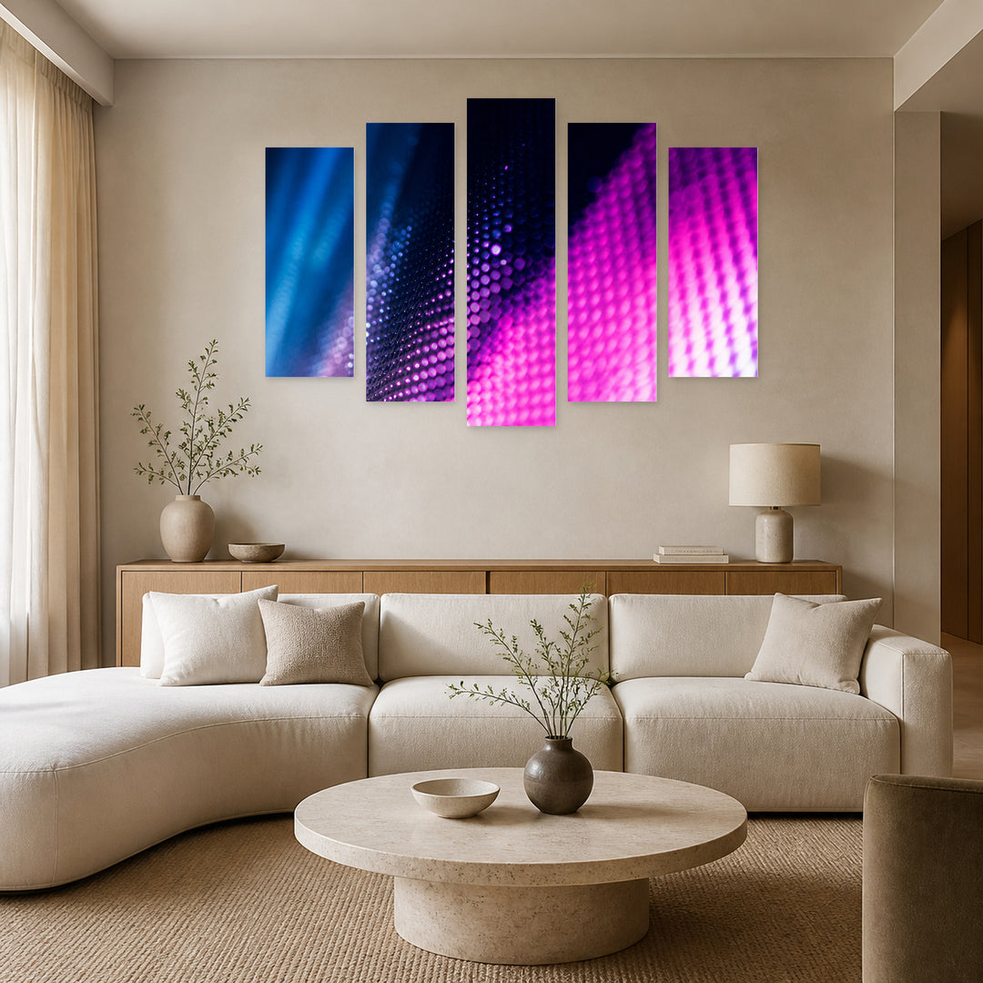 LED Screen at Night — five-panel wall art in alternate frontal interior | 5wallart 54248 M4