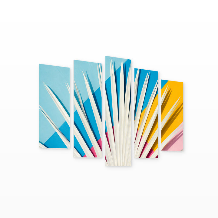 Tropical Multicolor Background in Vivid Color — five-panel wall art on white background in perspective | 5wallart 54272 M1