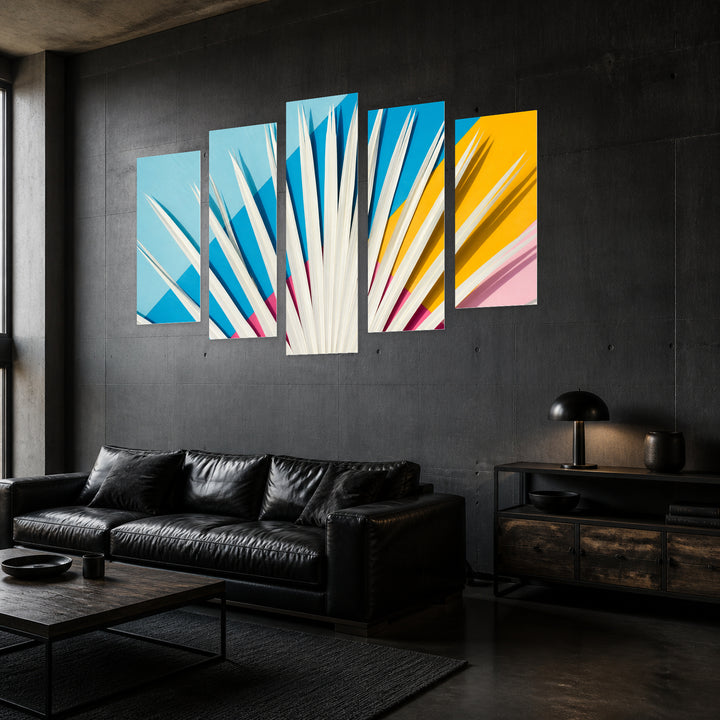 Tropical Multicolor Background in Vivid Color — five-panel wall art in perspective interior | 5wallart 54272 M2