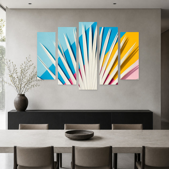 Tropical Multicolor Background in Vivid Color — five-panel wall art in frontal interior | 5wallart 54272 M3
